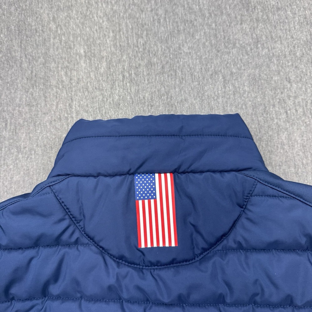 Rhoback Fulton Performance Vest Mens Sz M Navy Blue Quilted Puffer US Flag Golf - Picture 3 of 16